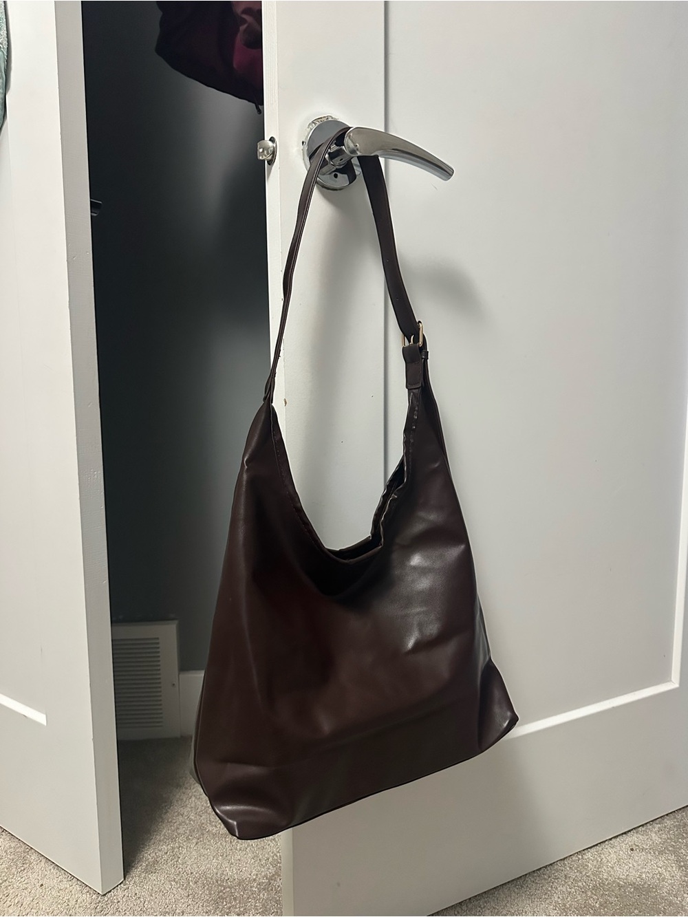 Dark Brown fake Leather Shoulder Bag